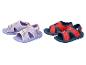 Kindersandalen: lila mit Elsa und rot mit Spider-Man.