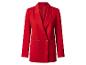 Rote Doppelknopf-Blazer mit Holzknöpfen.