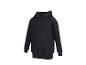 Schwarzer Kapuzenpullover mit langen Ärmeln und Kängurutasche.
