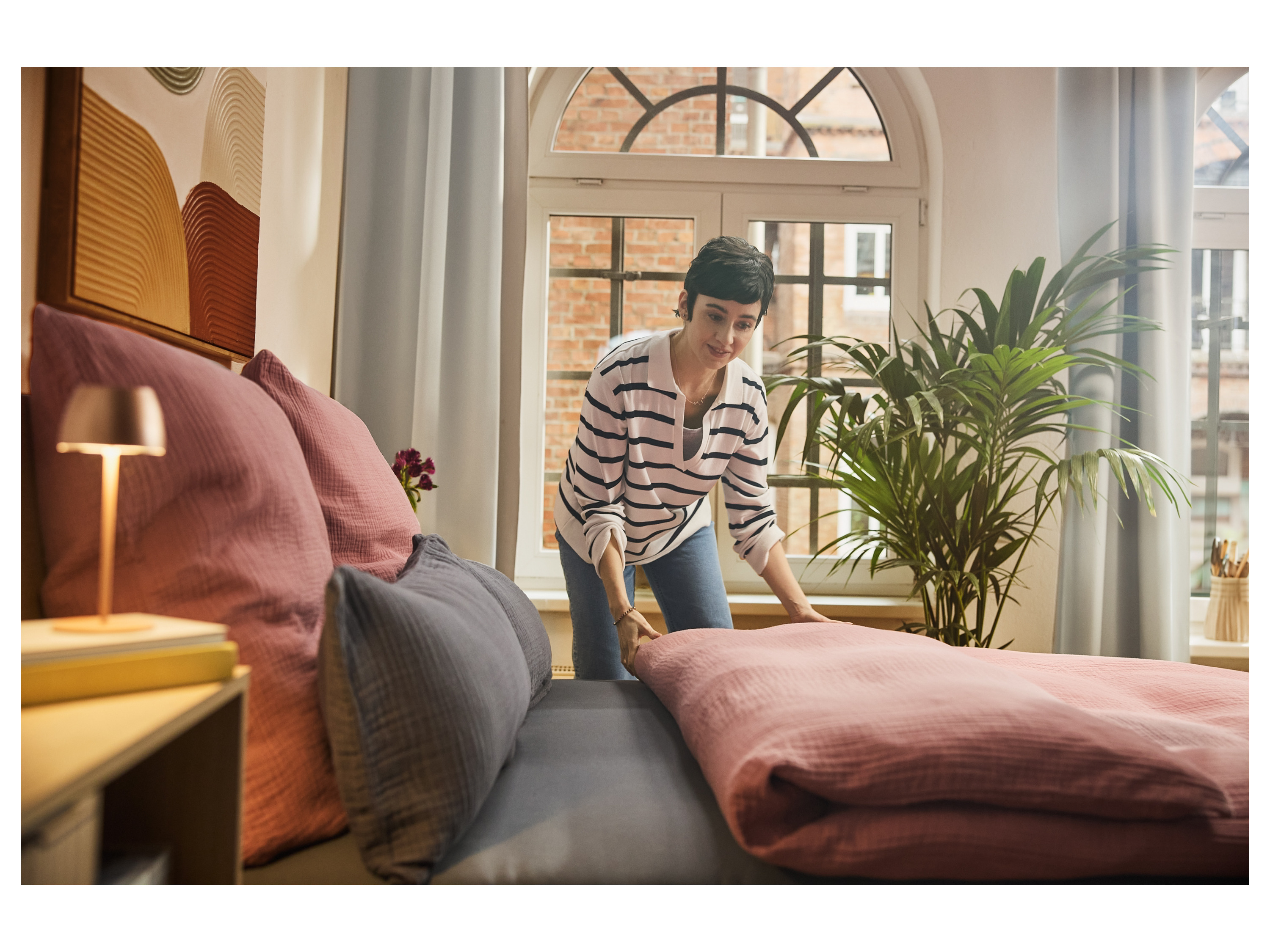 Thumbnail - LIVARNO home Kissenbezug Musselin 40x80cm (Rosa)