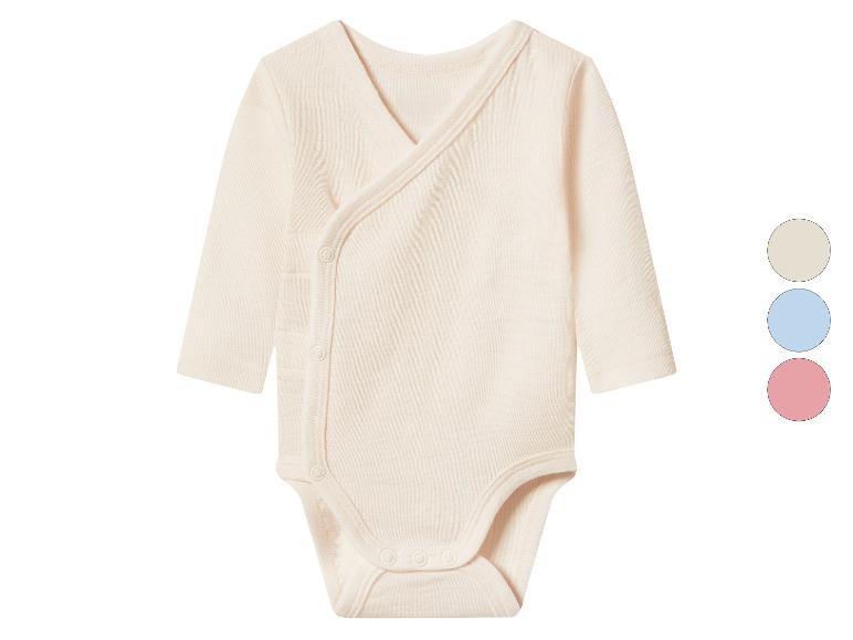 Langarm-Babybody in Beige, Blau und Rosa