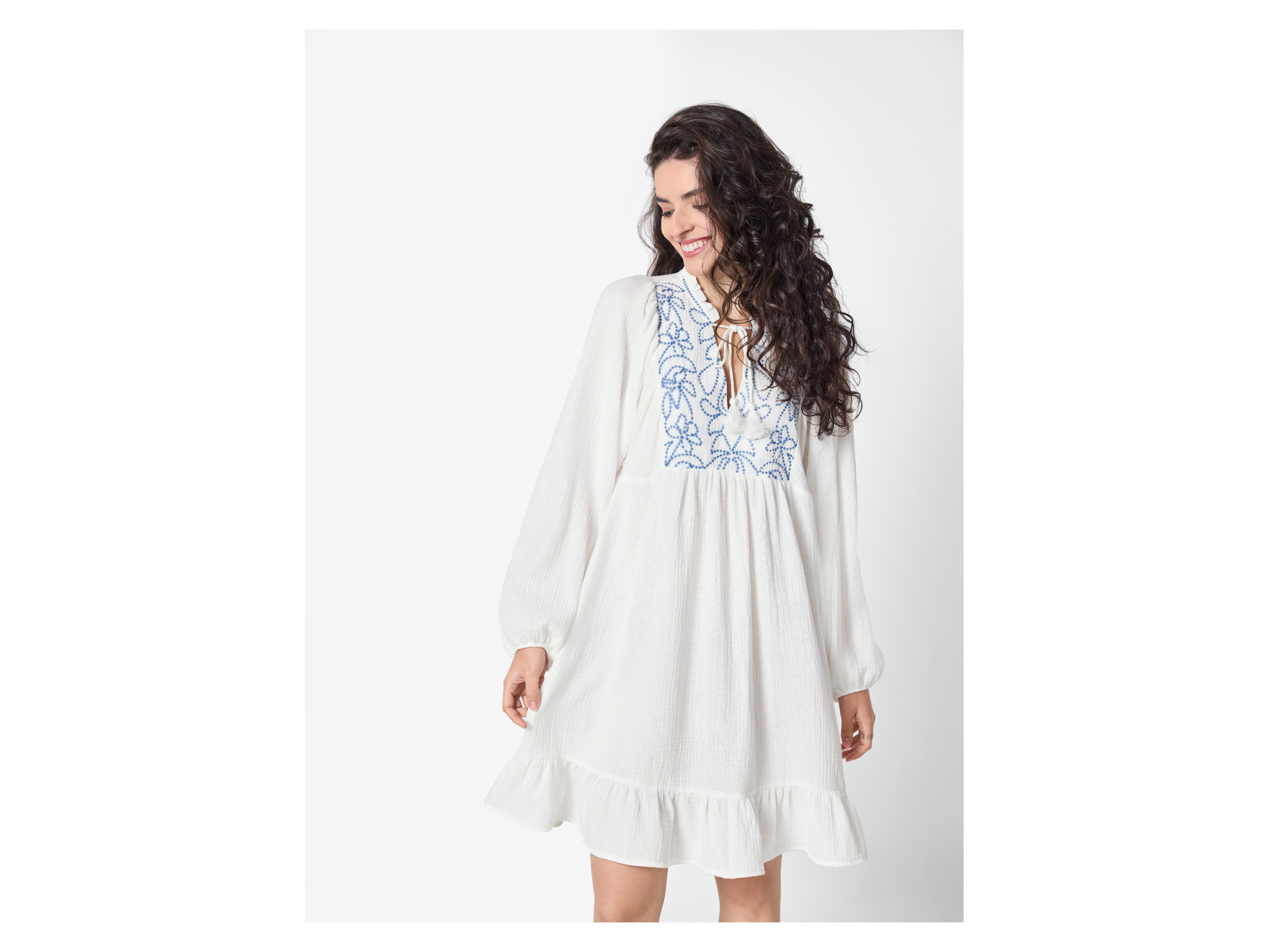 ESMARA® Damen Musselin-Tunikakleid (Weiß, L(44/46)) – Bild 2 von 4