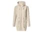 Beige Kapuzen-Regenjacke für Damen mit Reißverschluss und Taschen