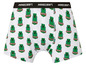 Weiße Minecraft Boxershorts mit grünem Creeper-Druck.