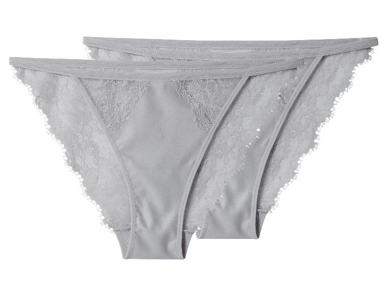 Zwei graue Spitzenhöschen mit Rüschenrändern