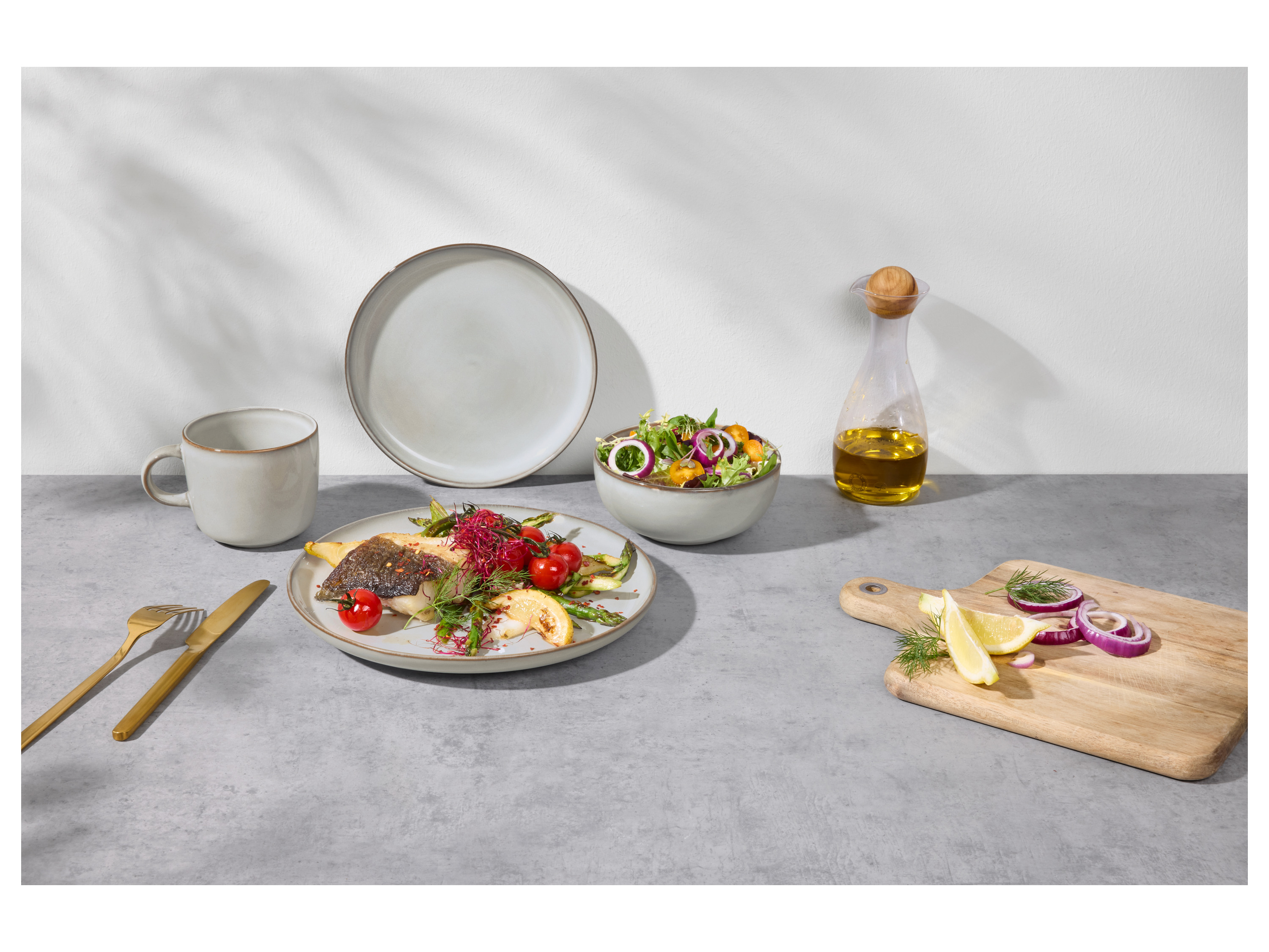 Thumbnail - SILVERCREST® Geschirrset, 24-teilig (Grau)