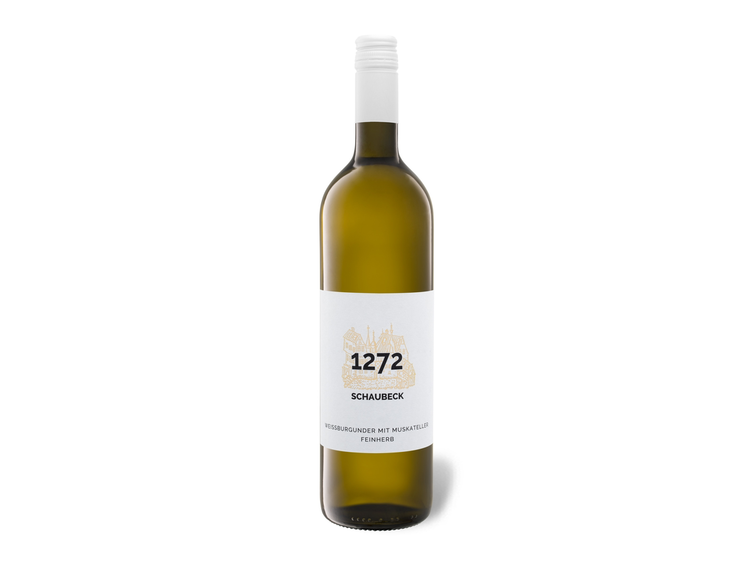 Lidl Wein-Angebot - SCHAUBECK 1272 Weißburgunder mit Muskateller feinherb, Weißwein 2025 - Mindestbestellmenge 6
