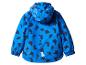 Blaue Kinderjacke mit schwarzem Dinosaurier-Print und einem weißen Dinosaurier