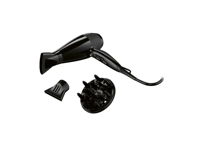 Schwarzer Sencor Haartrockner mit Diffusor und Konzentrator.