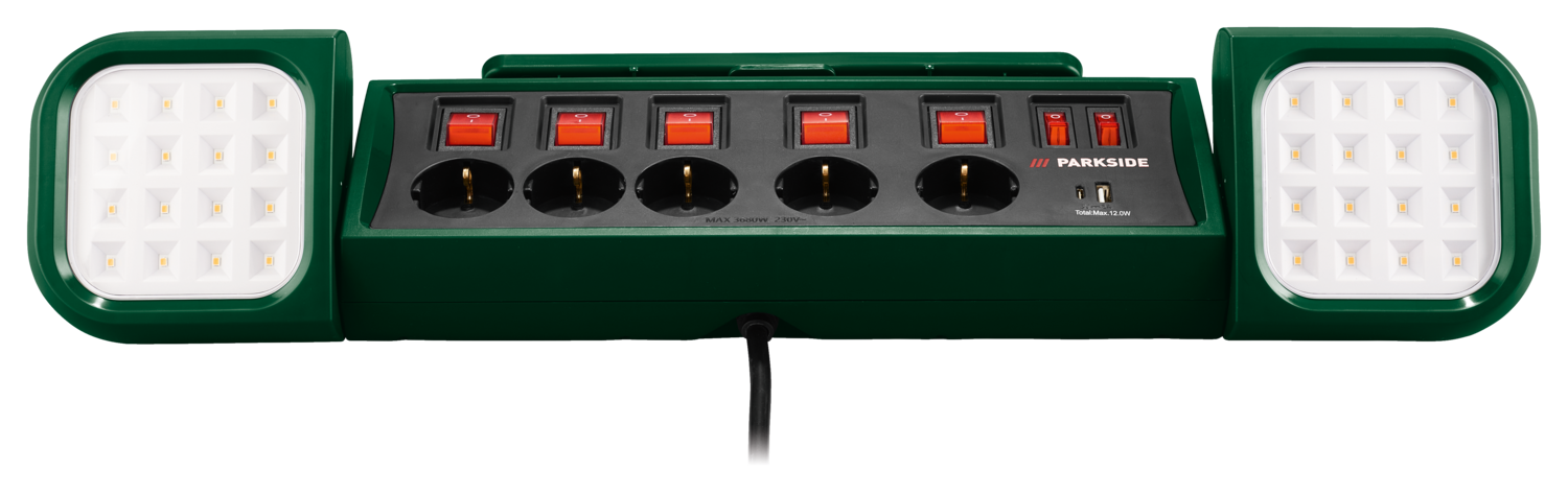 PARKSIDE® LED-Arbeitsleuchte mit Steckdosenleiste »PASD 3680 A1« – Bild 2 von 4