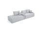 Graues Modulsofa mit Kissen, mit modernem geripptem Design.