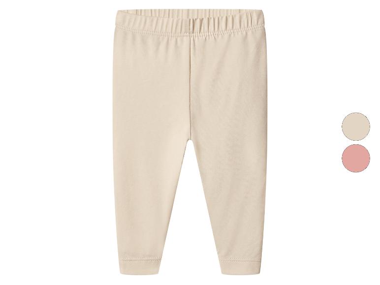 Beige Baby-Leggings mit elastischem Bund, mit rosa Farboption.