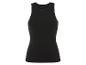 Ein schwarzes Tanktop mit Rundhalsausschnitt.