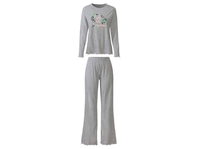 Gehe zu Vollbildansicht: esmara® Damen Pyjama mit Kräuselkante und Rundhalsausschnitt - Bild 7