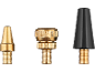 Set Fahrradpumpenadapter, inklusive Messing- und Gummidüsen.