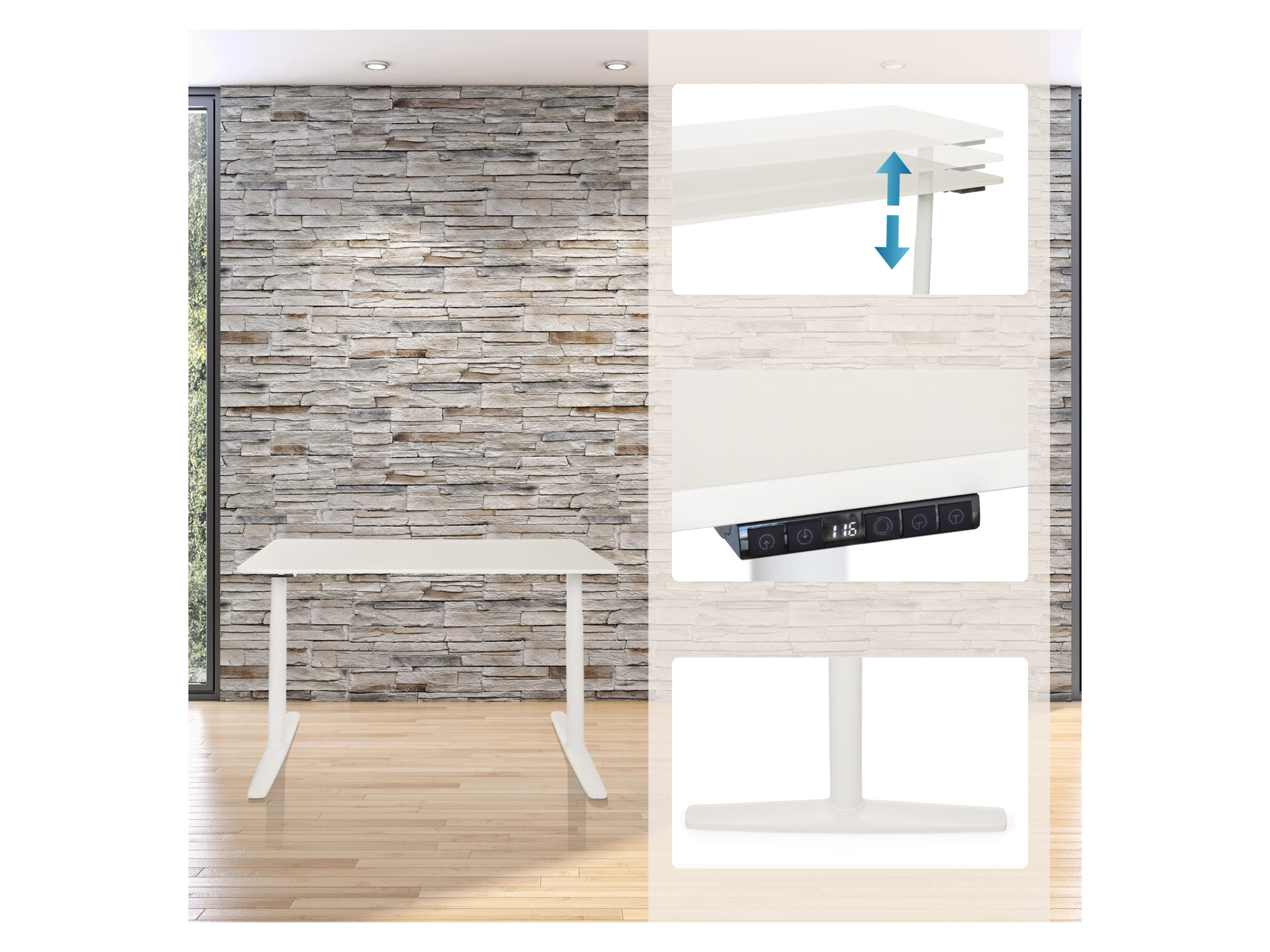 Thumbnail - hjh OFFICE Schreibtisch STAND elektrisch höhenverstellbar (Pro, Weiß)