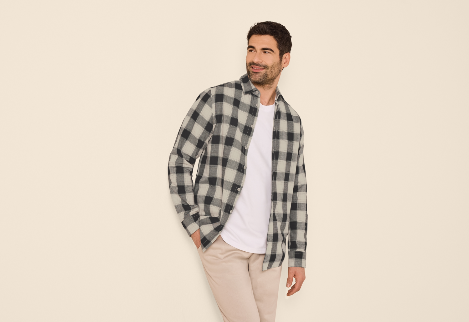 ESMARA MEN Herren Flanellhemd (Schwarz/weiß, M (39/40)) – Bild 2 von 4