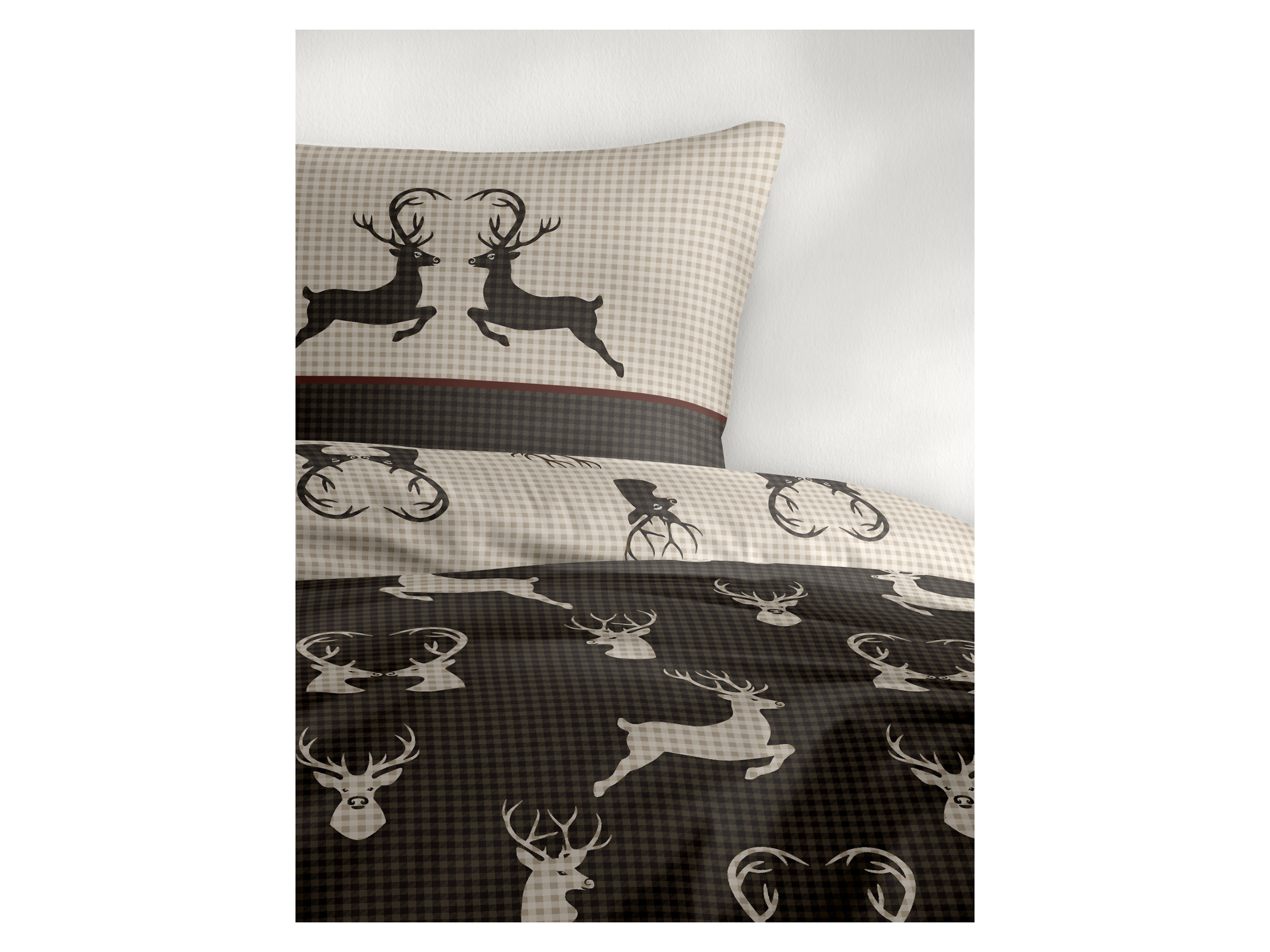 Thumbnail - Bierbaum Feinbiber Bettwäsche Hirsche (Braun, 155 x 220 cm)