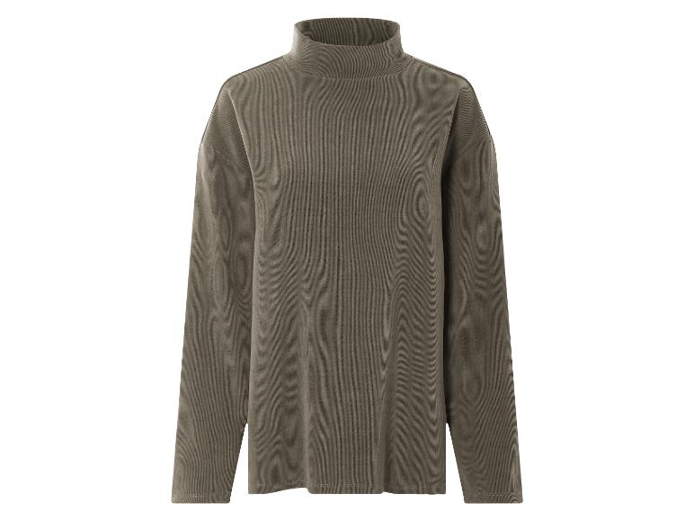 Ein hellgrünes Langarmshirt mit hohem Kragen.