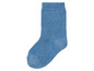Eine blaue Socke mit Rippen.