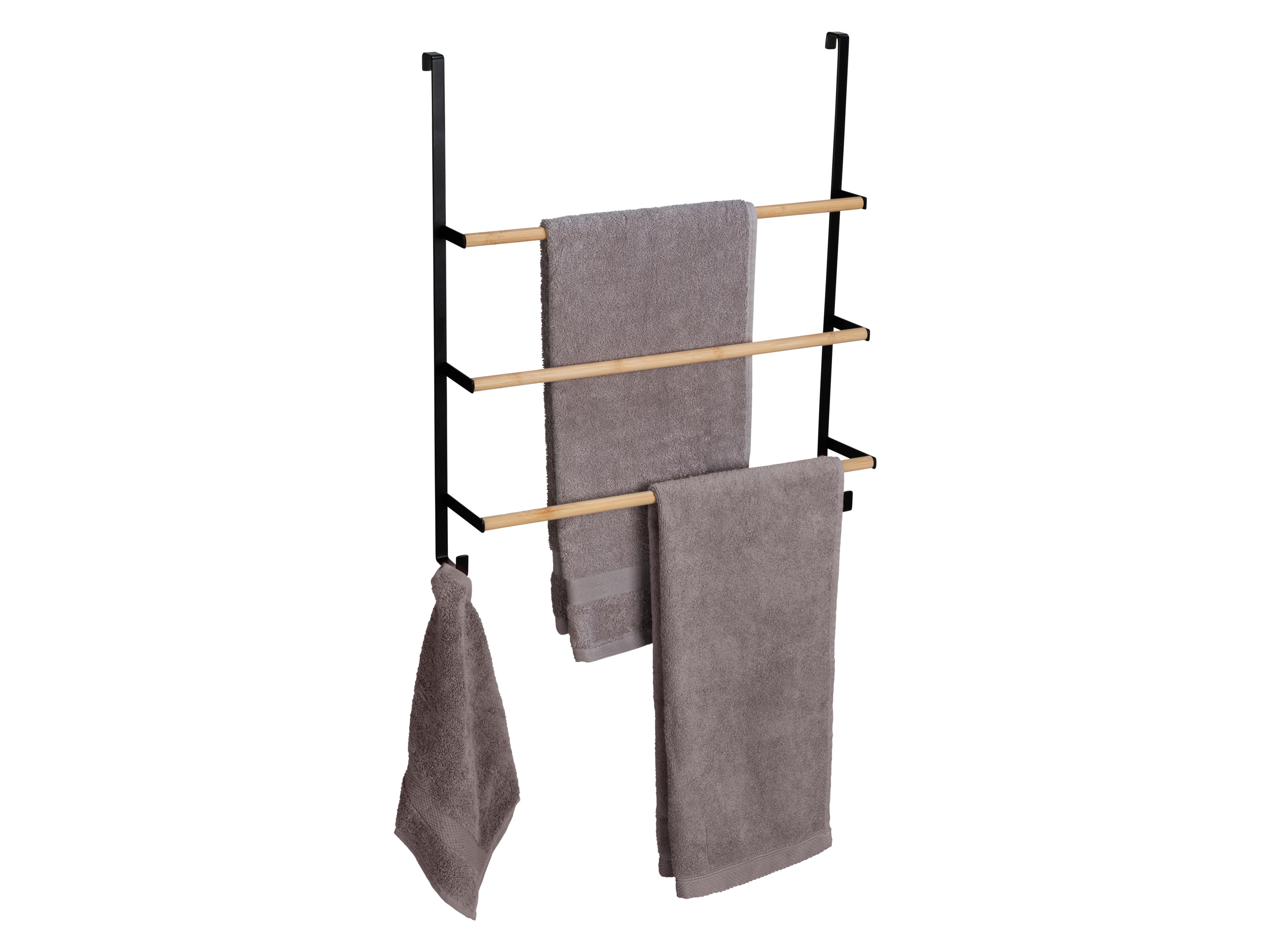 WENKO Bambus Tür Handtuchhalter (Schwarz) – Bild 2 von 2