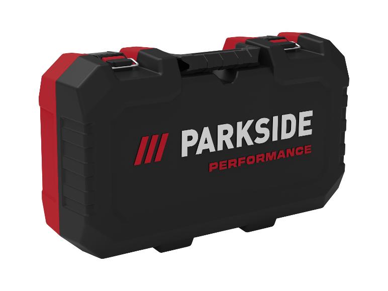 Schwarz-roter Werkzeugkoffer mit der Aufschrift „PARKSIDE PERFORMANCE“.