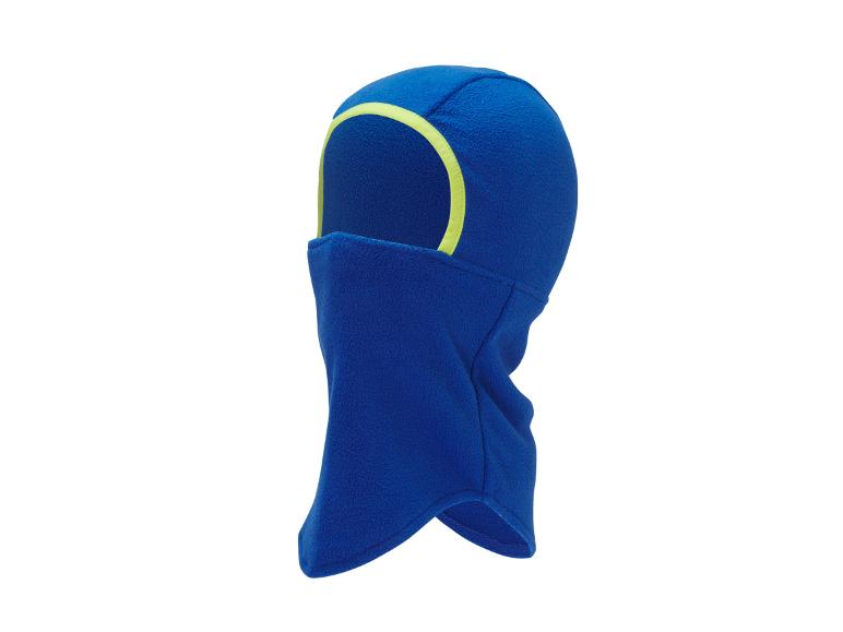 Blaue Kinder-Fleece-Sturmhaube mit gelbem Rand