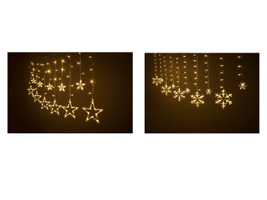LIVARNO® LED-Lichtervorhang mit dekorativen Sternen/Schneeflocken