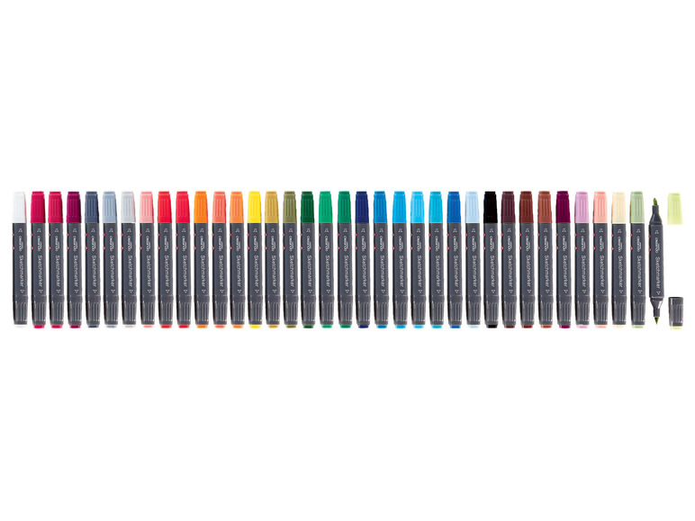 Eine Reihe von crelando Sketchmarker Stiften in verschiedenen Farben.