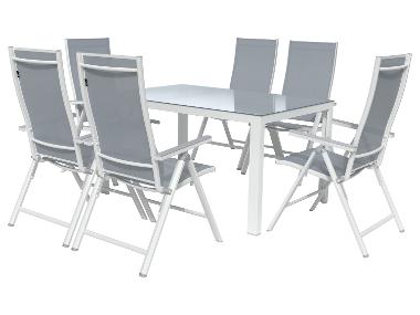 LIVARNO home Alu-Set »Houston«, 7-teilig - Standardtisch & 6 Klappsessel, weiß