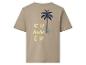 Beiges T-Shirt mit Palmen-, Kaktus- und „SUMMER“-Aufdruck.