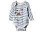 Gestreifter Langarm-Babybody mit Winnie Puuh-Motiv.