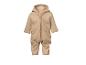 Beiger Baby-Overall mit Kapuze und Reißverschluss