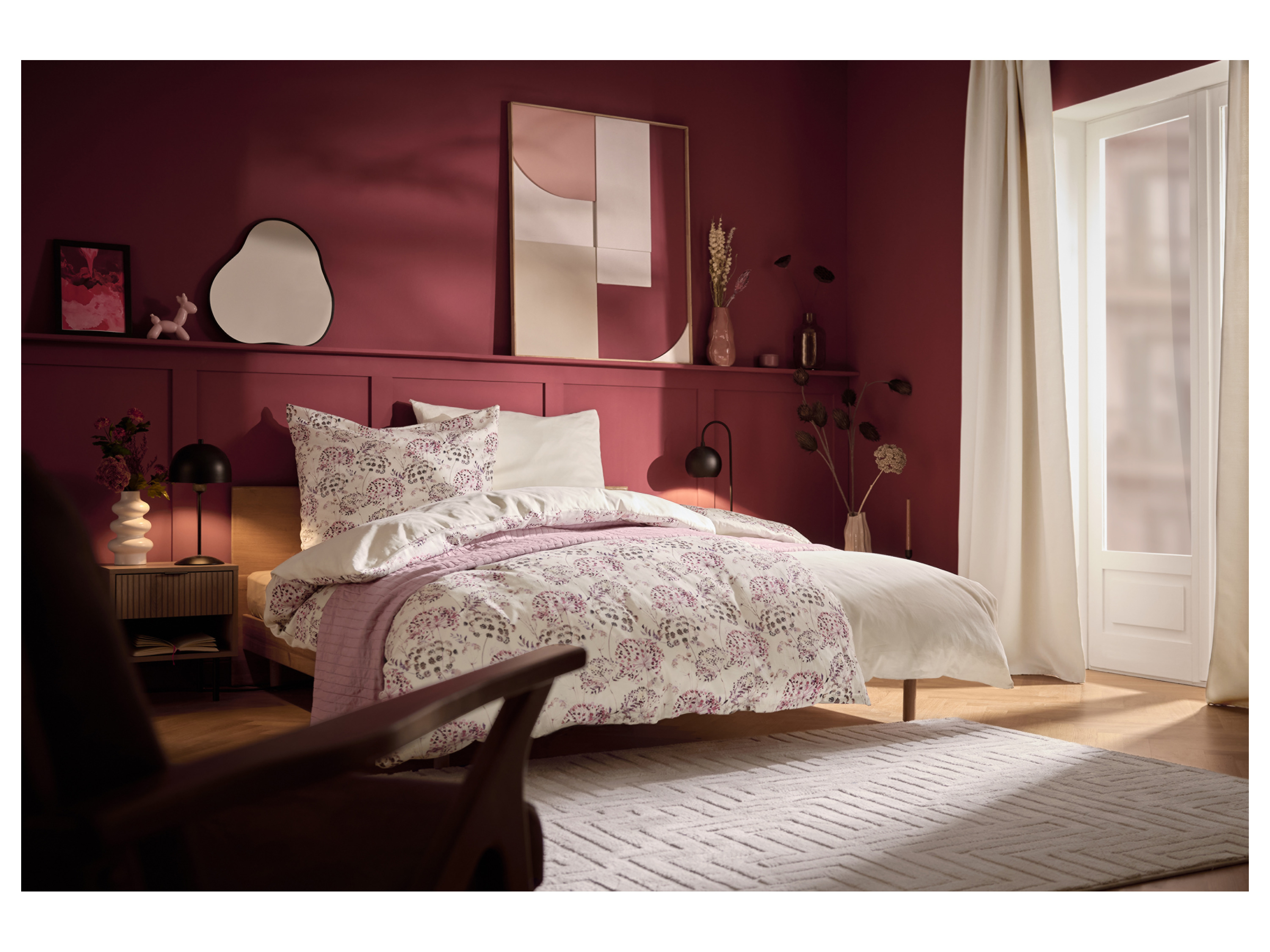 Thumbnail - LIVARNO home Satin-Wendebettwäsche (Blumen/weiß)