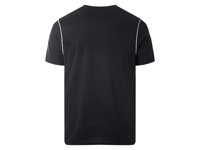Schwarzes T-Shirt mit weißen Streifen an den Ärmeln, Rückansicht
