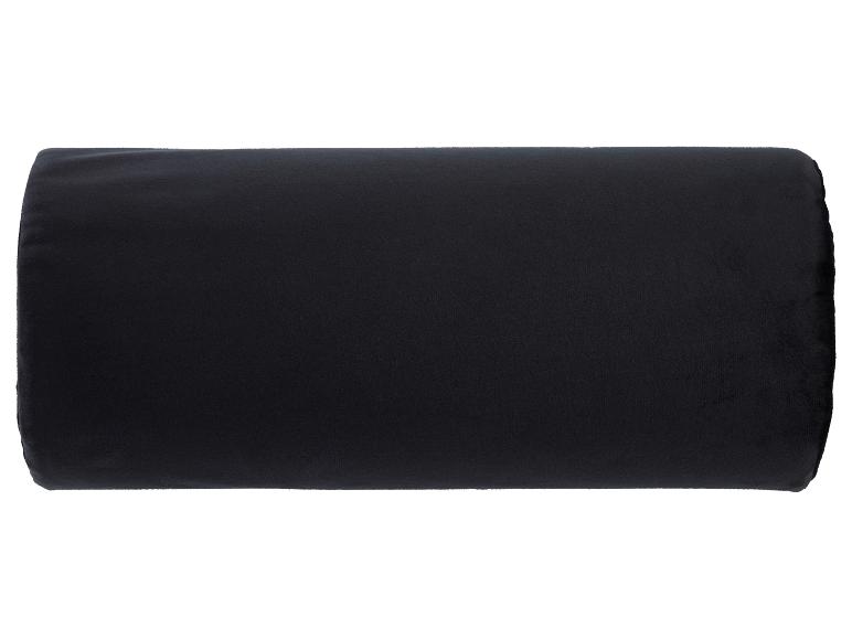 Schwarzes, zylindrisches Kissen aus Samt.