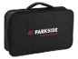 Schwarze Werkzeugtasche mit weißem und rotem Schriftzug „PARKSIDE PERFORMANCE“.