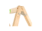 Holzrahmen mit Metallhalterungen für Schaukel oder Spielgerät.