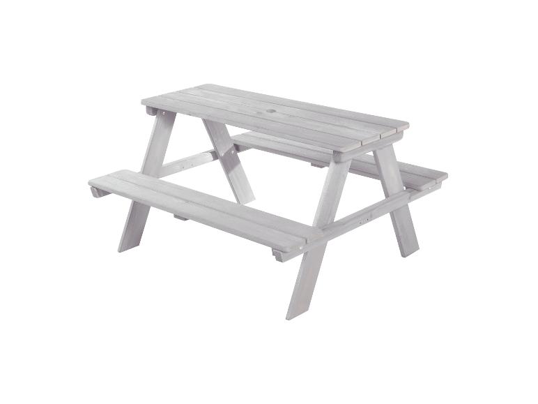 Hellgrauer Picknicktisch aus Holz