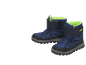 Kinder-Winterstiefel mit dunkelblauem Obermaterial und leuchtend grünem Futter
