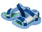 Blaue Sportsandalen für Kinder mit grünen und weißen Details