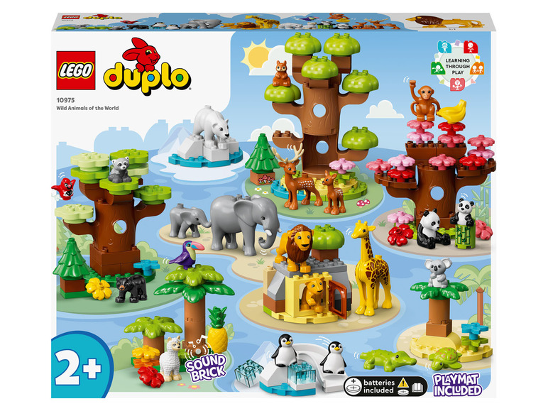 LEGO Duplo Wild Animals of the World mit Elefanten, Giraffen und Pandas.