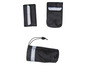 Drei schwarze Taschen mit reflektierenden Streifen