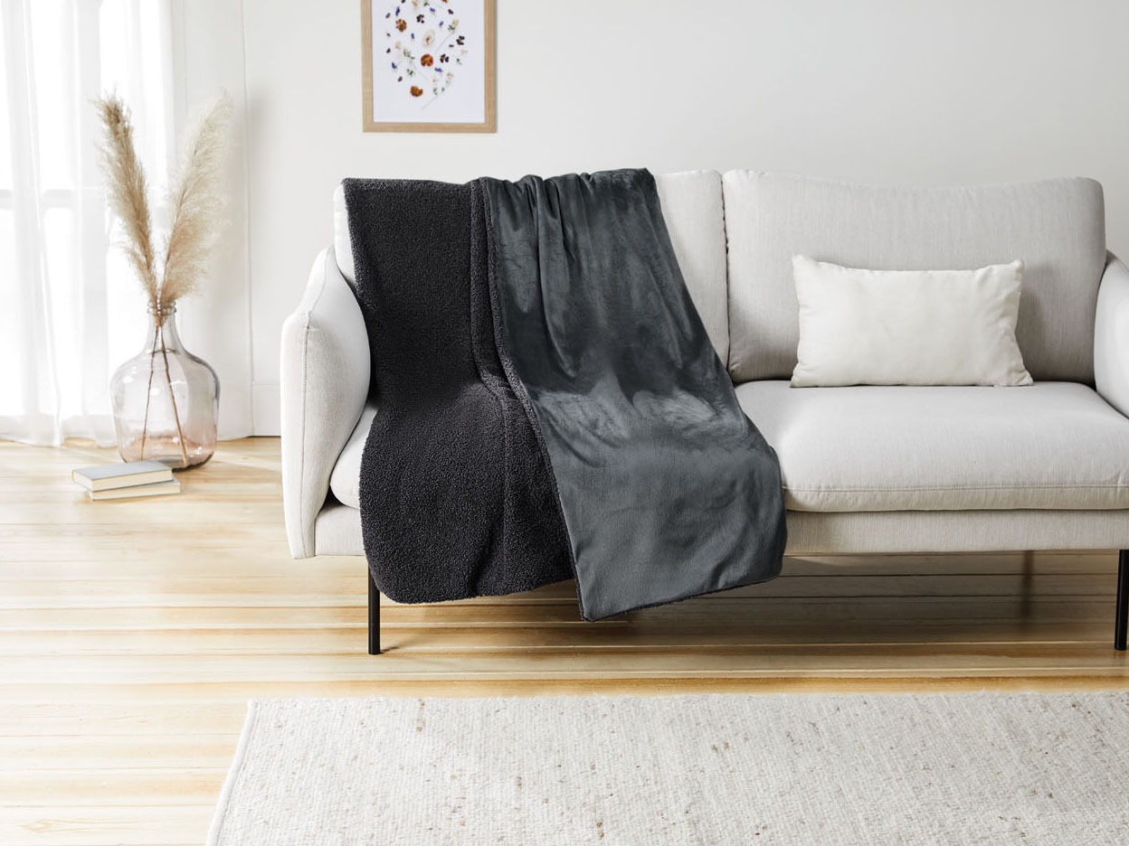 Thumbnail - LIVARNO home Kuscheldecke Teddyfleece 150x200cm PES (Grau)