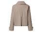 Rückenansicht einer beigen Damenjacke mit Kragen und langen Ärmeln.