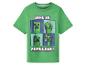 Grünes Minecraft Kinder-T-Shirt mit Creeper-Aufdruck und „GAME ON“-Schriftzug