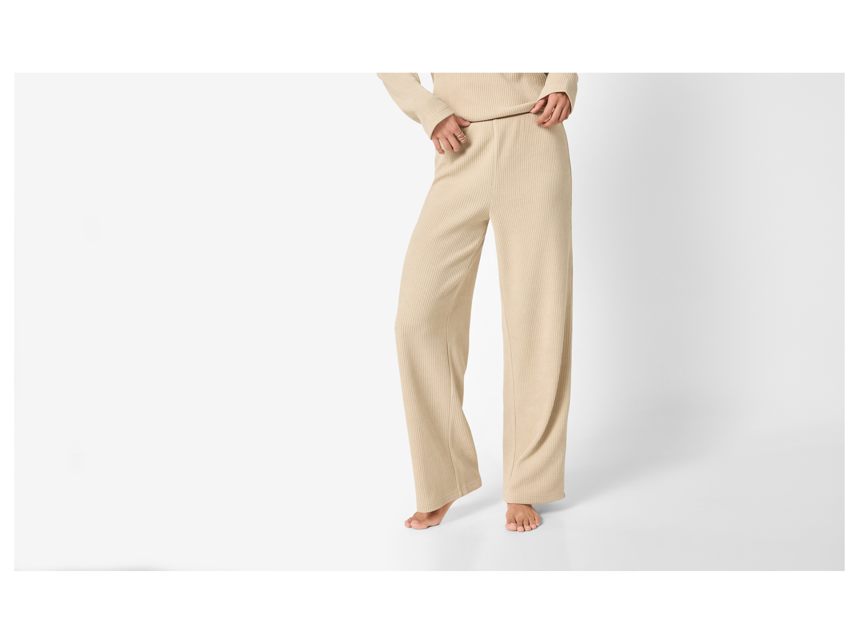 ESMARA® Damen Hose Cord Loungewear (Beige, M (40/42)) – Bild 2 von 3