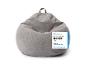 Ein grauer Lumaland Sitzsack mit der Bewertung 'Sehr Gut'.