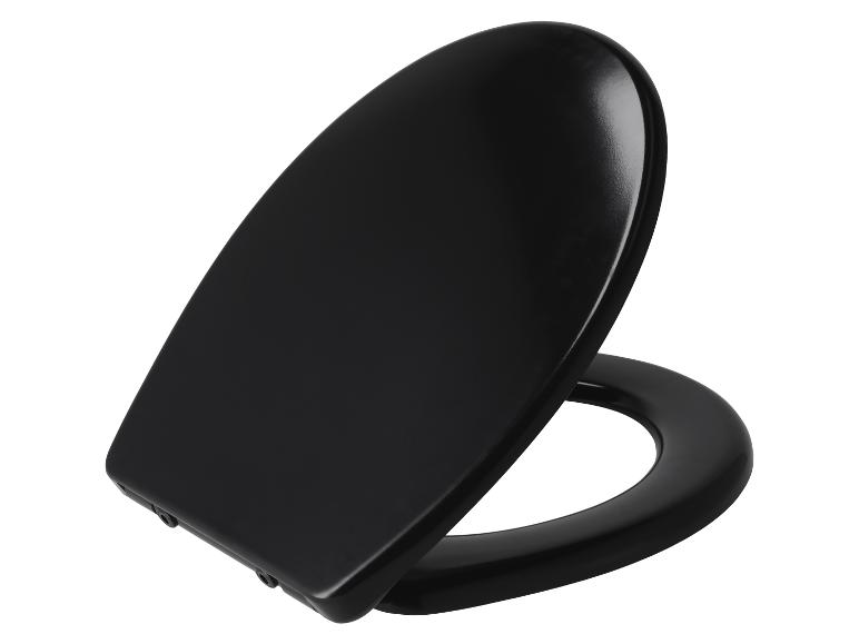 Ein schwarzer Toilettensitz.