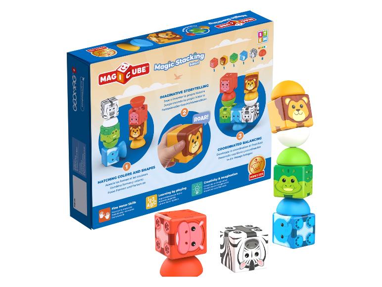 Geomag Magicube Magic Stacking Safari Spielzeug mit magnetischen Tierblöcken.